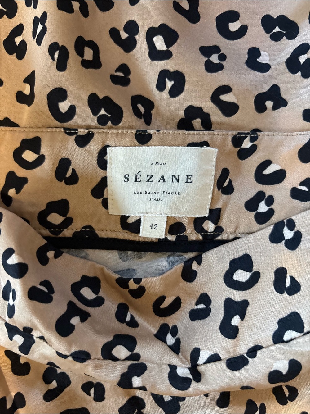 Sezane sandy leopard cheetah print pencil viscose midi skirt Womens 42 10 - Picture 4 of 6